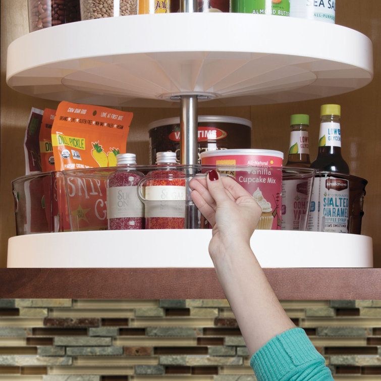 mDesign Plastic Lazy Susan Storage Bin with Front Handle Wayfair